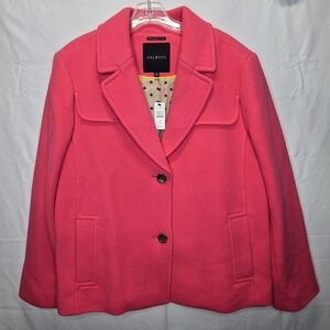 Talbots New! Womens Sz. 16 Pink Wool Blend Italian Made Fabric Peacoat Blazer
